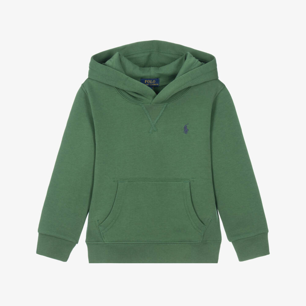Ralph Lauren-Boys Moss Green Hoodie with Pony Logo | Childrensalon