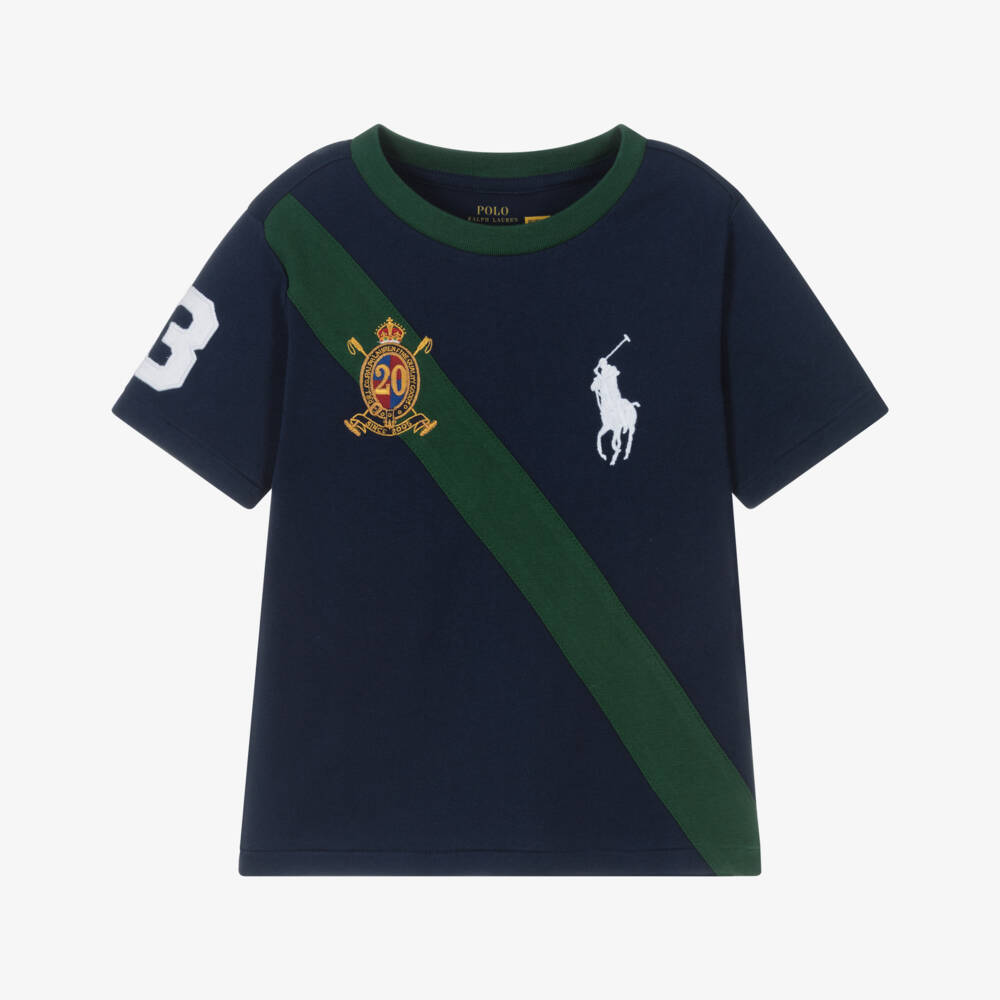 Ralph Lauren-تيشيرت قطن بشعار المهر لون كحلي للأولاد | Childrensalon