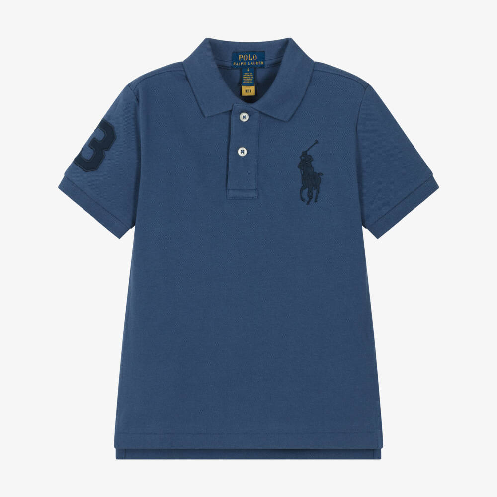 Ralph Lauren-Boys Navy Blue Big Pony Logo Polo Shirt | Childrensalon