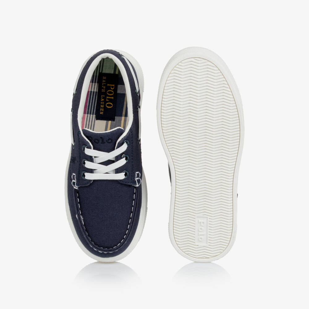 Ralph Lauren-Boys Navy Blue Canvas Lace-Up Deck Shoes | Childrensalon