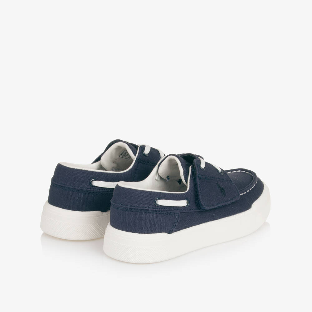 Ralph Lauren-Boys Navy Blue Canvas Velcro Deck Shoes | Childrensalon