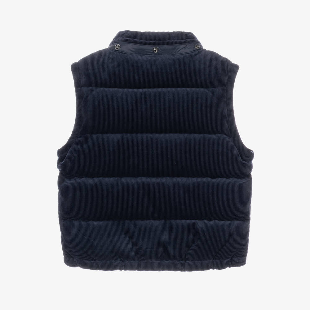 Ralph Lauren-Boys Navy Blue Corduroy Convertible Down Jacket | Childrensalon