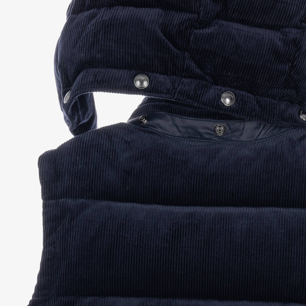 Ralph Lauren-Boys Navy Blue Corduroy Convertible Down Jacket | Childrensalon