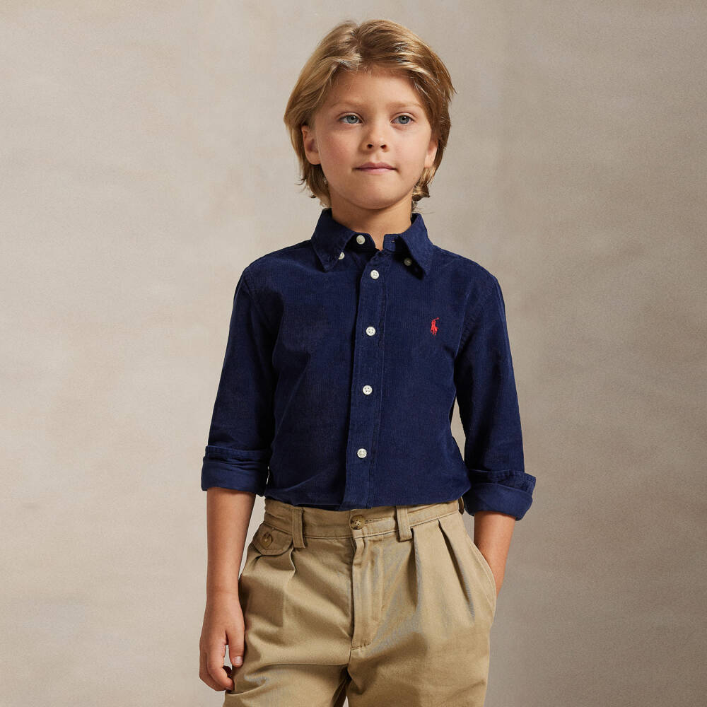 Ralph Lauren-قميص كوردروي لون كحلي للأولاد  | Childrensalon