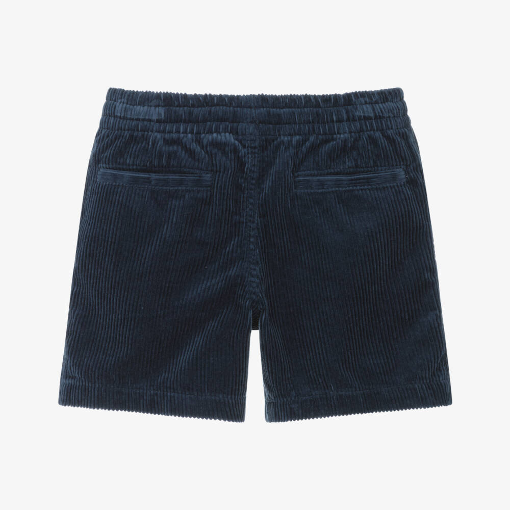 Ralph Lauren-Boys Navy Blue Corduroy Shorts with Pony Logo | Childrensalon
