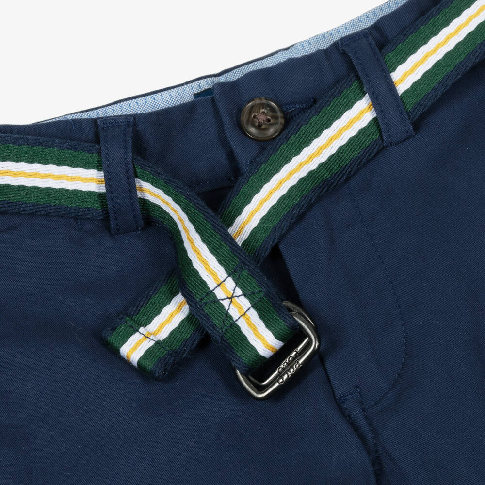 Ralph Lauren-Boys Navy Blue Cotton Chino Shorts | Childrensalon