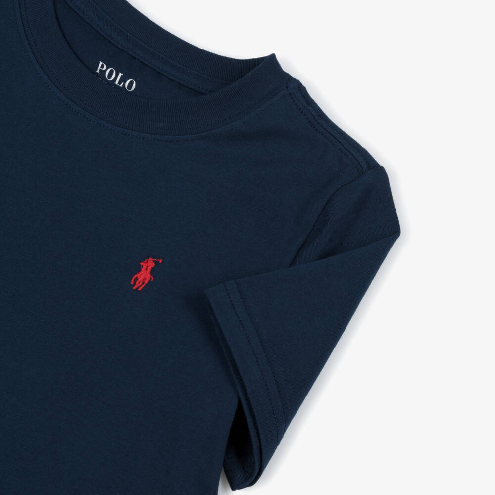 Ralph Lauren-بيجاما شورت قطن بشعار المهر لون كحلي للأولاد | Childrensalon