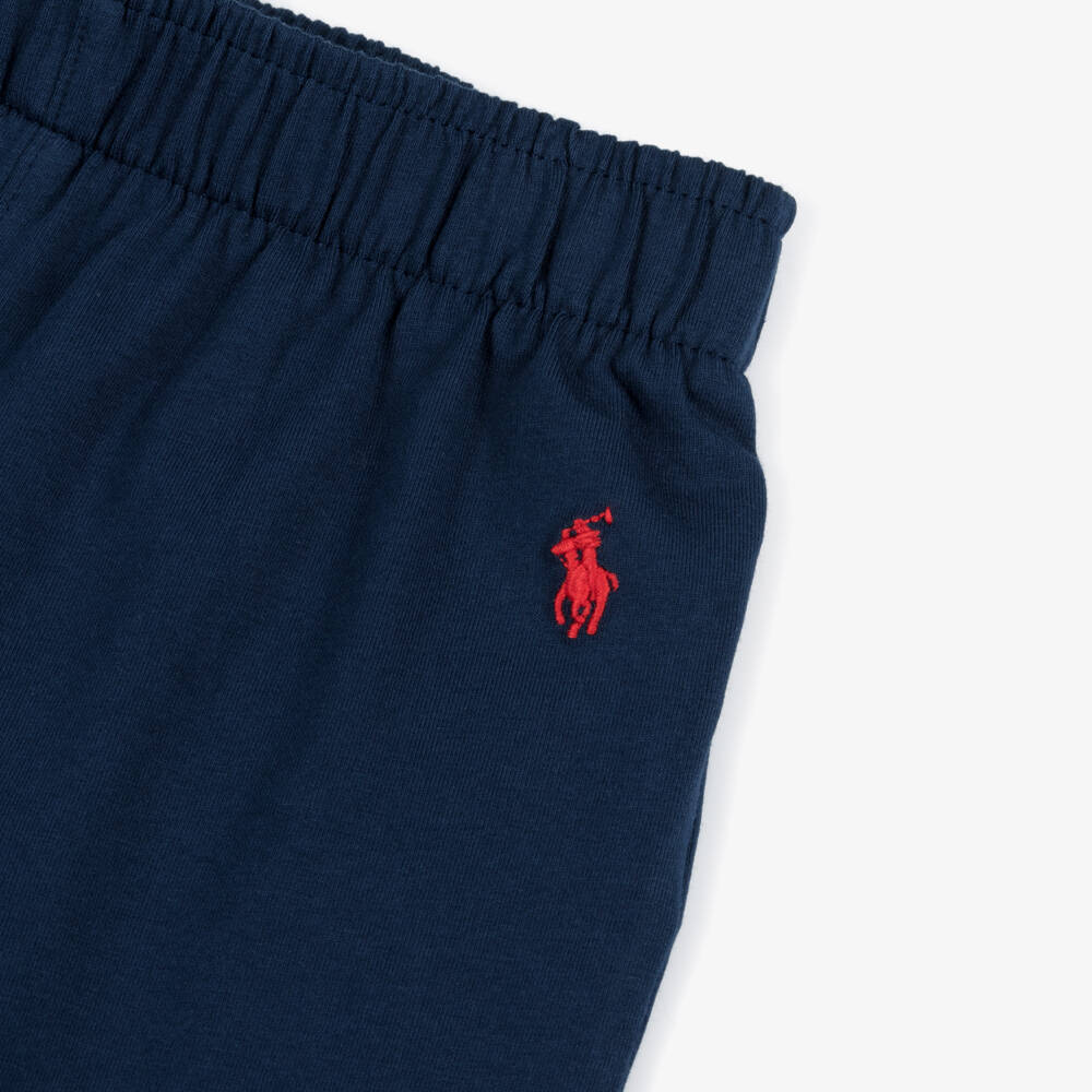 Ralph Lauren-بيجاما شورت قطن بشعار المهر لون كحلي للأولاد | Childrensalon