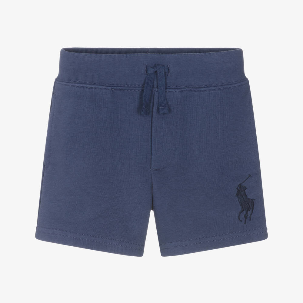Ralph Lauren-Boys Navy Blue Cotton Jersey Shorts with Big Pony Logo | Childrensalon