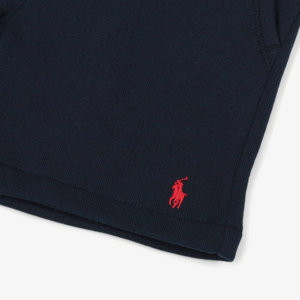 Ralph Lauren-Шорты синие из хлопкового трикотажа с вышитым логотипом для мальчиков | Childrensalon