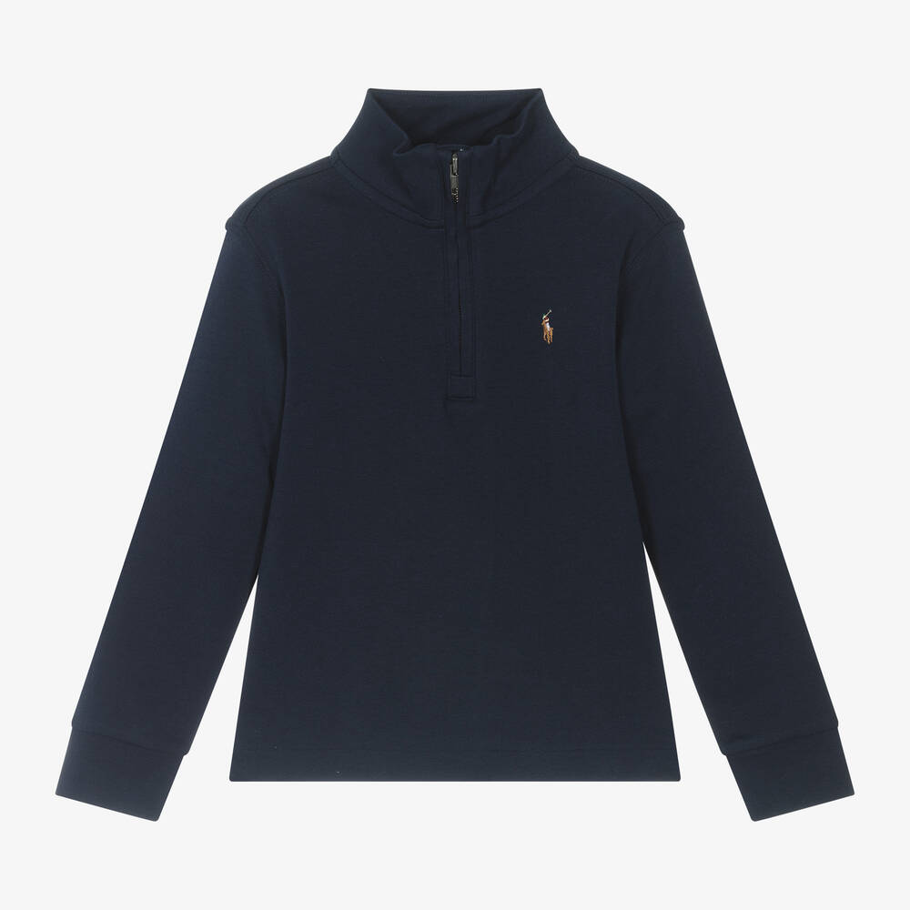 Ralph Lauren-Boys Navy Blue Cotton Top | Childrensalon