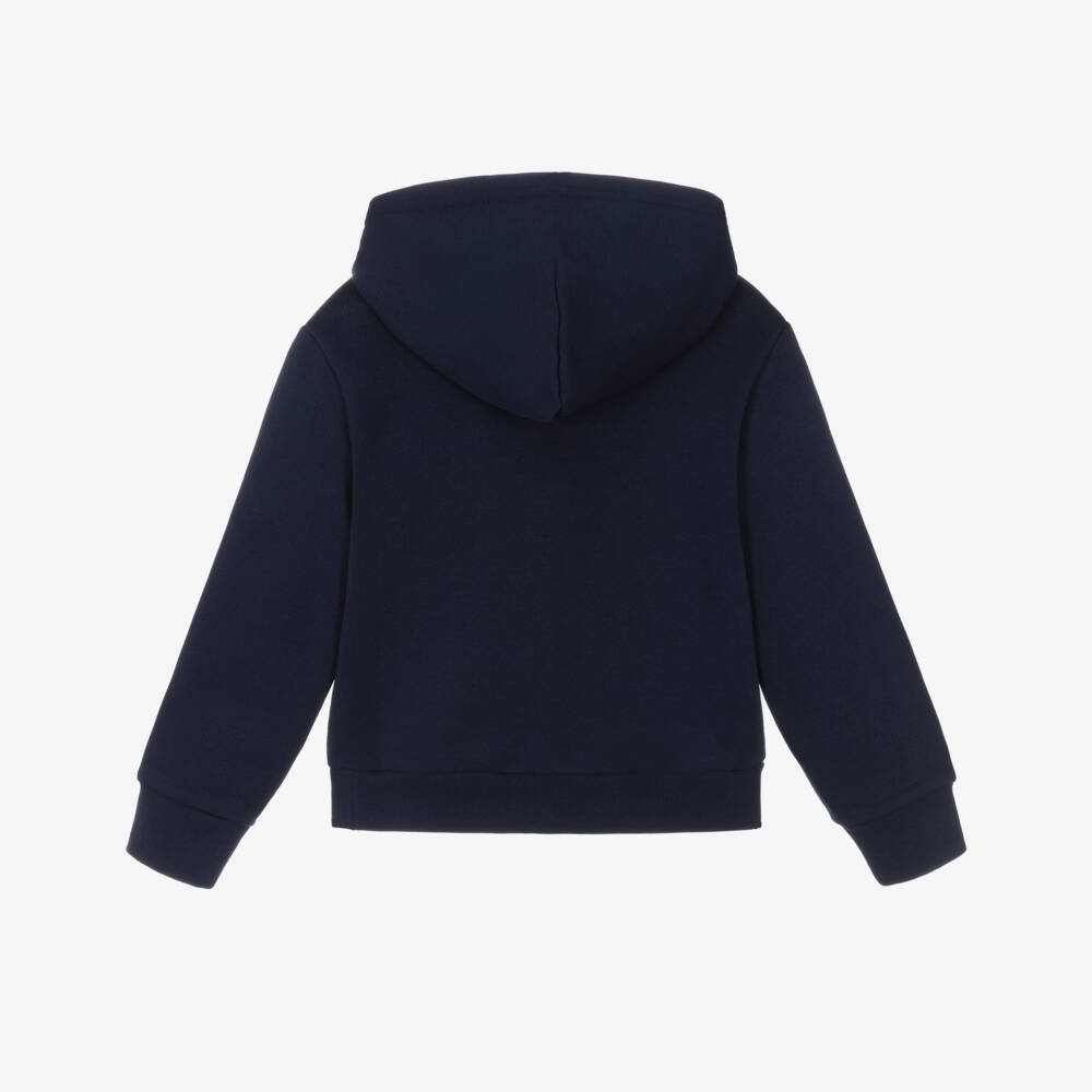 Ralph Lauren-Boys Navy Blue Cotton Triple Pony Logo Hoodie | Childrensalon