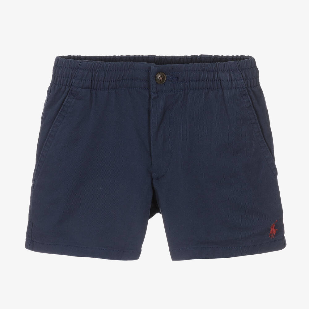 Ralph Lauren-Boys Navy Blue Cotton Twill Chino Shorts | Childrensalon