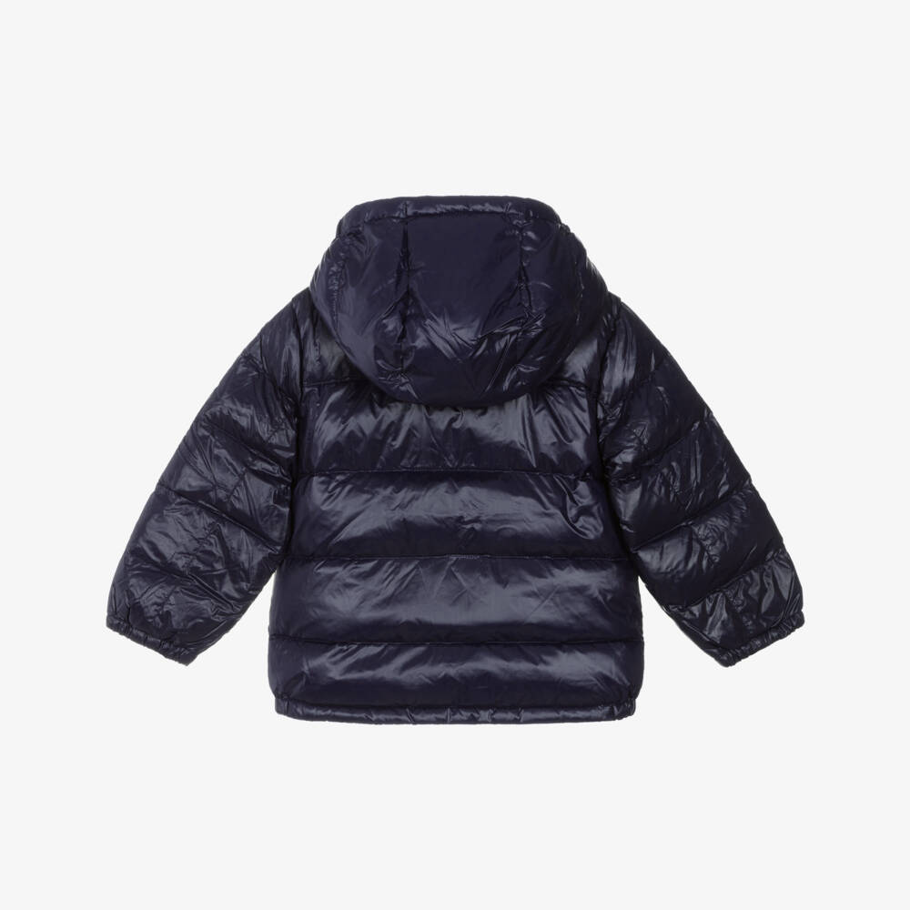 Ralph Lauren-Boys Navy Blue Down Puffer Jacket with Detachable Hood | Childrensalon