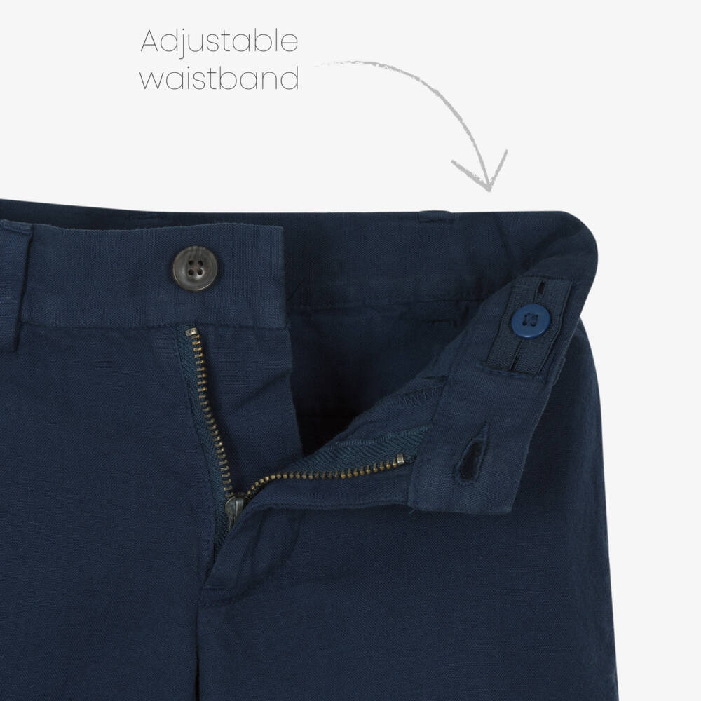 Ralph Lauren-Шорты синие из льна и хлопка с логотипом пони для мальчиков | Childrensalon