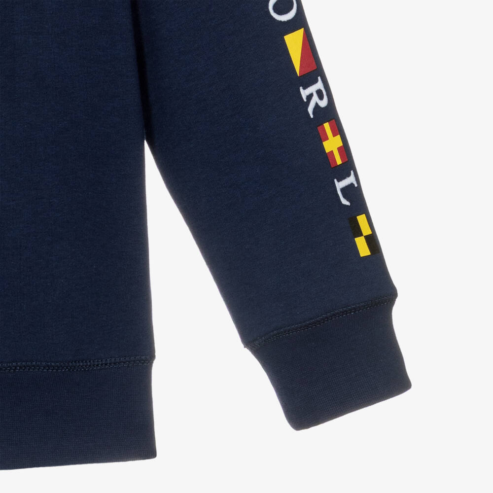 Ralph Lauren-Boys Navy Blue Nautical Polo Bear Sweatshirt | Childrensalon