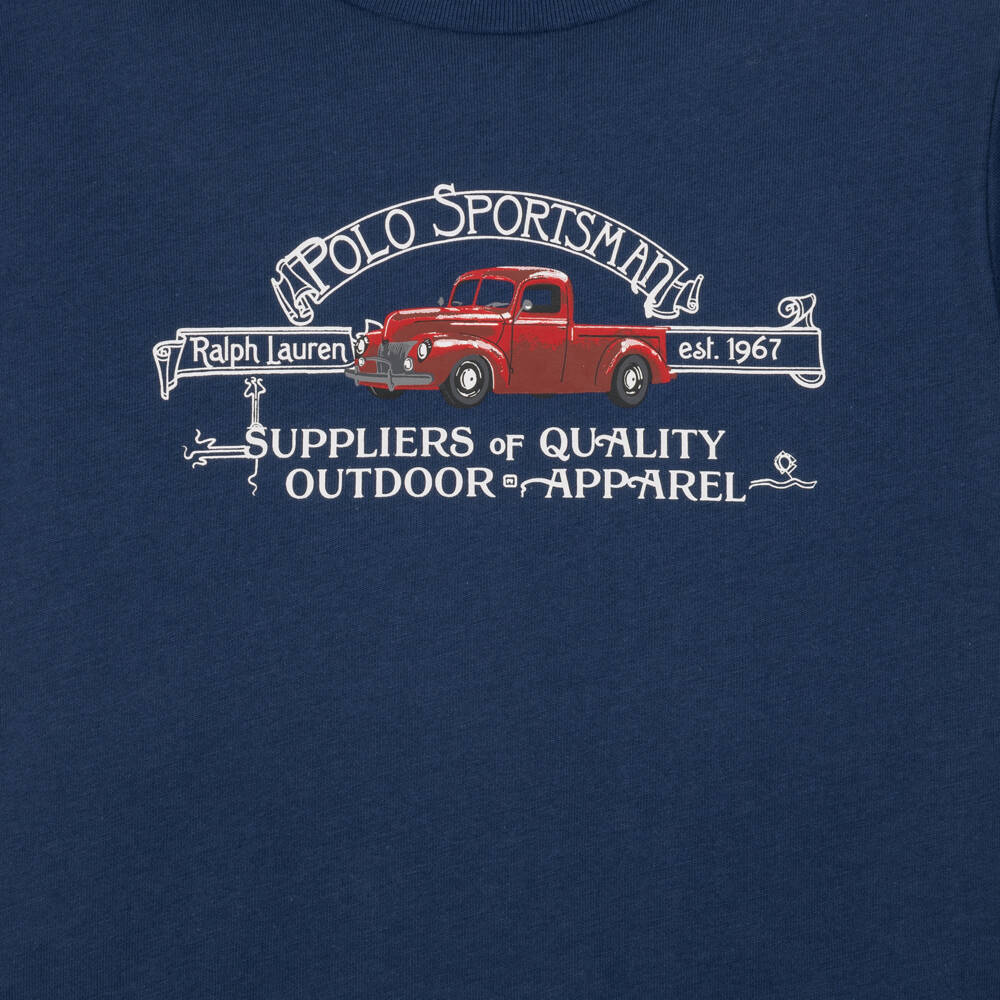 Ralph Lauren-Boys Navy Blue Polo Sportsman T-Shirt | Childrensalon