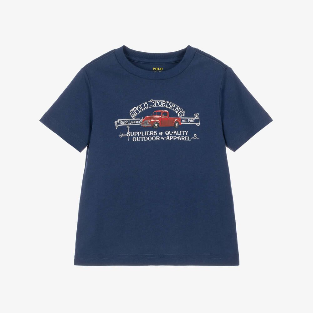 Ralph Lauren-Boys Navy Blue Polo Sportsman T-Shirt | Childrensalon