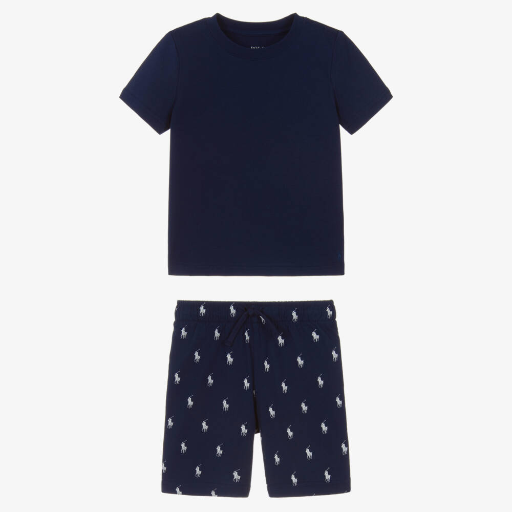 Ralph Lauren-بيجاما بشعار الحصان قطن لون كحلي  | Childrensalon