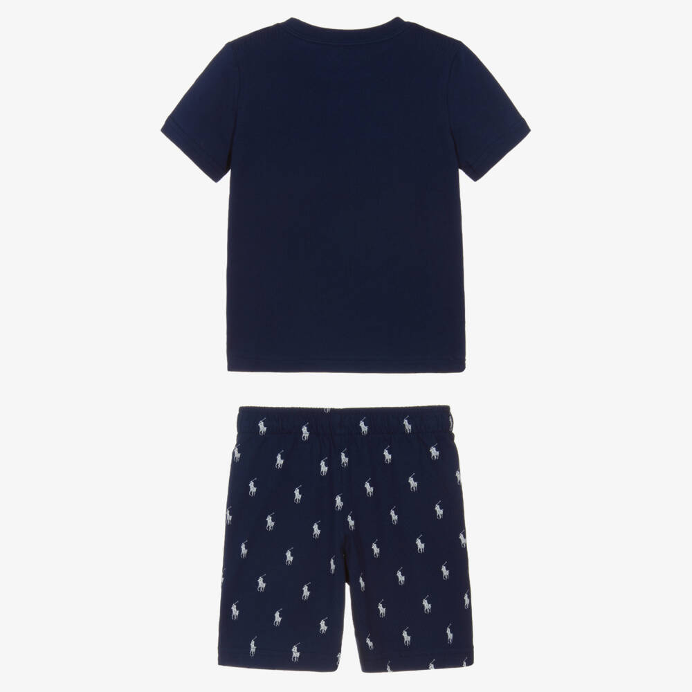 Ralph Lauren-بيجاما بشعار الحصان قطن لون كحلي  | Childrensalon