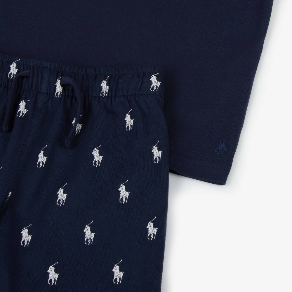 Ralph Lauren-بيجاما بشعار الحصان قطن لون كحلي  | Childrensalon