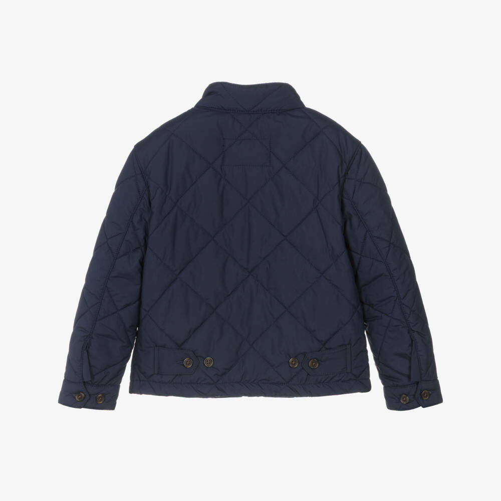 Ralph Lauren-Boys Navy Blue Quilted Jacket with Pony Logo | Childrensalon
