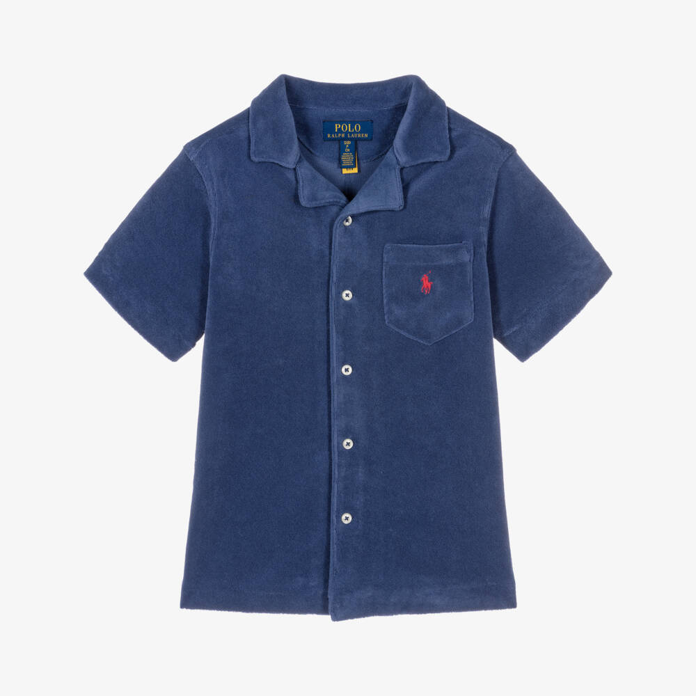 Ralph Lauren-Boys Navy Blue Towelling Shirt | Childrensalon