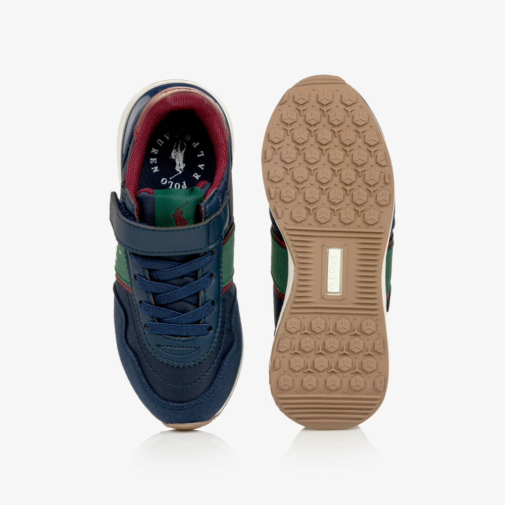 Ralph Lauren-Boys Navy Blue Train 89 Sport II Trainers with Velcro | Childrensalon