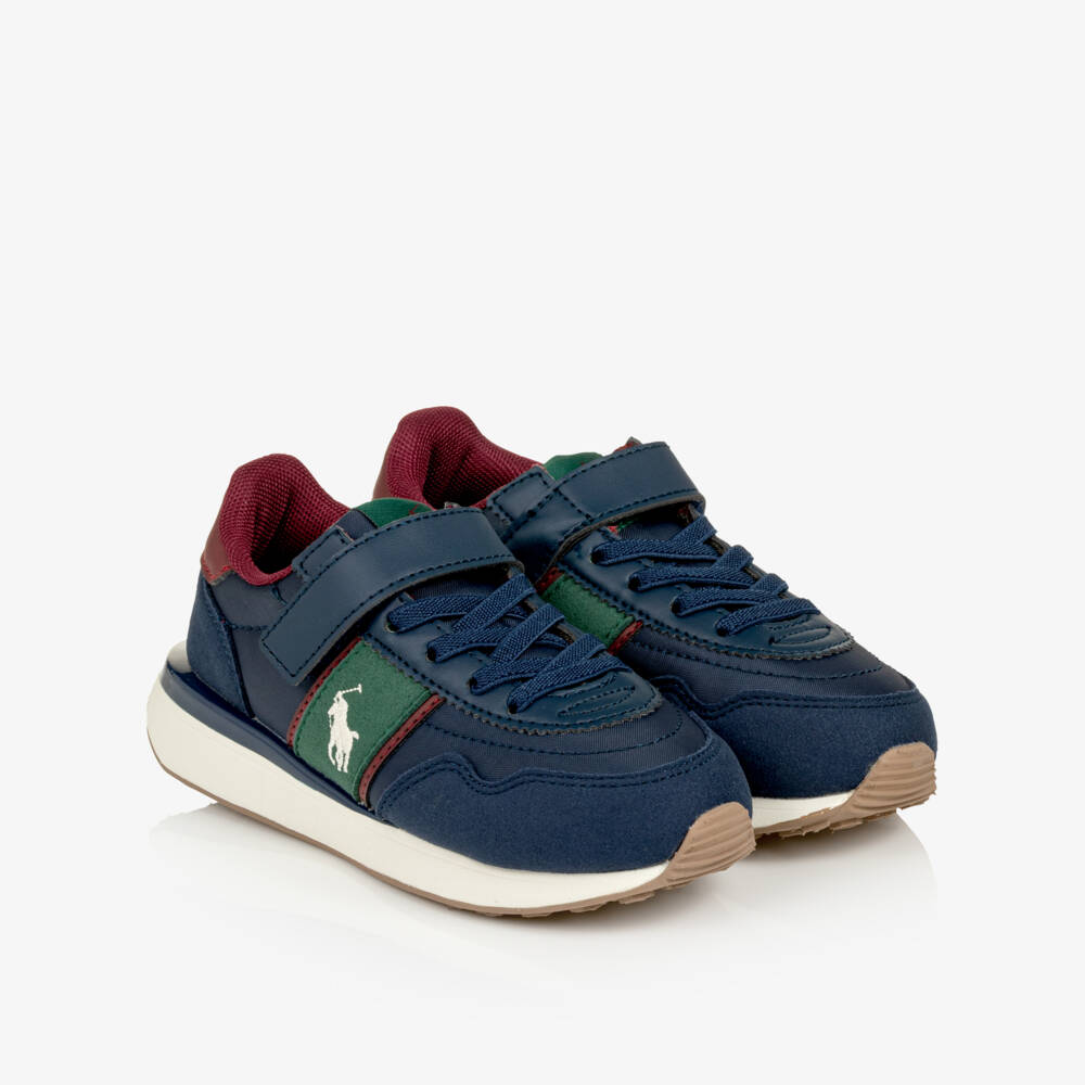 Ralph Lauren-Boys Navy Blue Train 89 Sport II Trainers with Velcro | Childrensalon