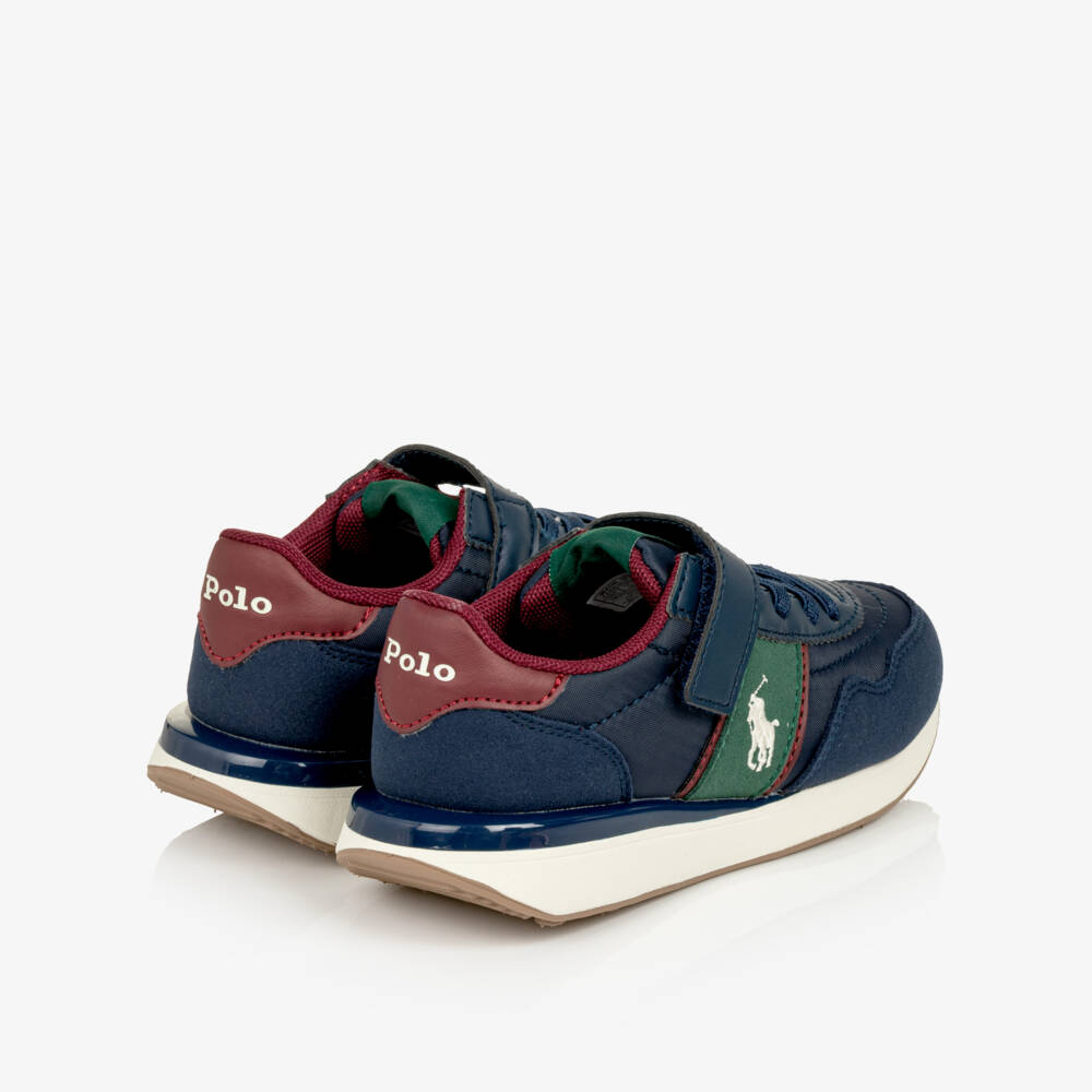 Ralph Lauren-Boys Navy Blue Train 89 Sport II Trainers with Velcro | Childrensalon