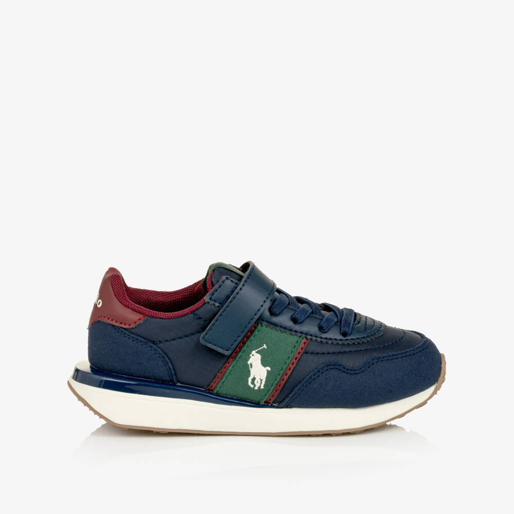 Ralph Lauren-Boys Navy Blue Train 89 Sport II Trainers with Velcro | Childrensalon