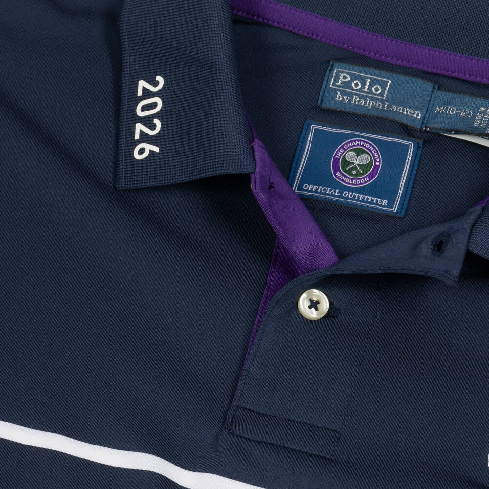 Ralph Lauren-Boys Navy Blue Wimbledon Collection Performance Polo Shirt | Childrensalon