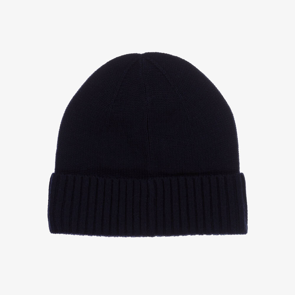 Ralph Lauren-Boys Navy Blue Wool Beanie Hat | Childrensalon