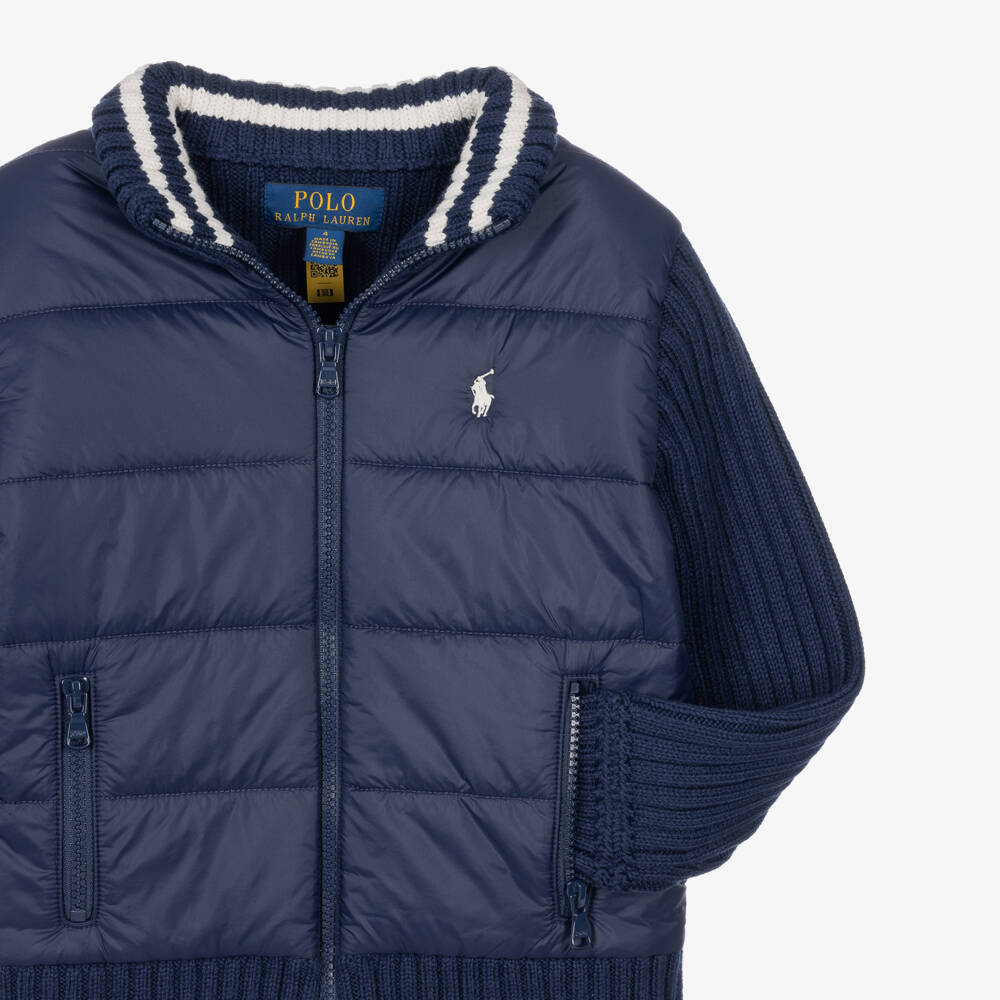 Ralph Lauren-Boys Navy Blue Zip-Up Top with Nylon Front | Childrensalon