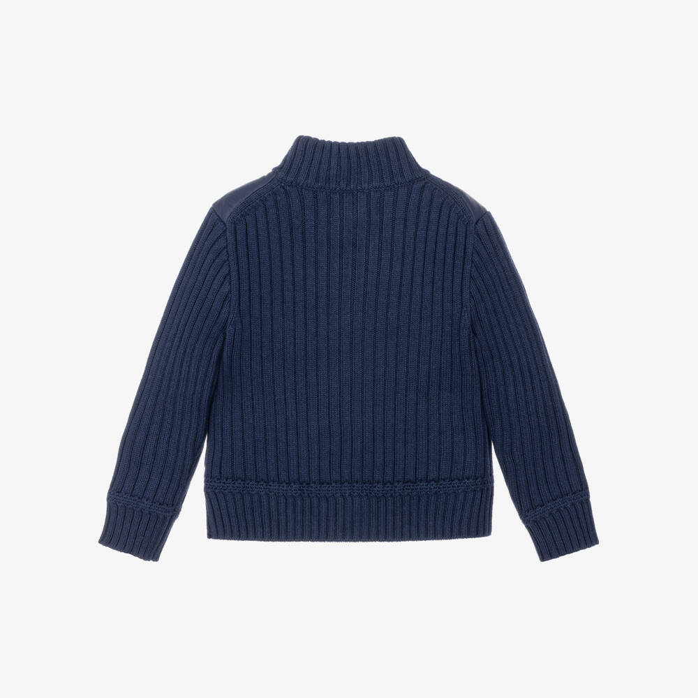 Ralph Lauren-Boys Navy Blue Zip-Up Top with Nylon Front | Childrensalon