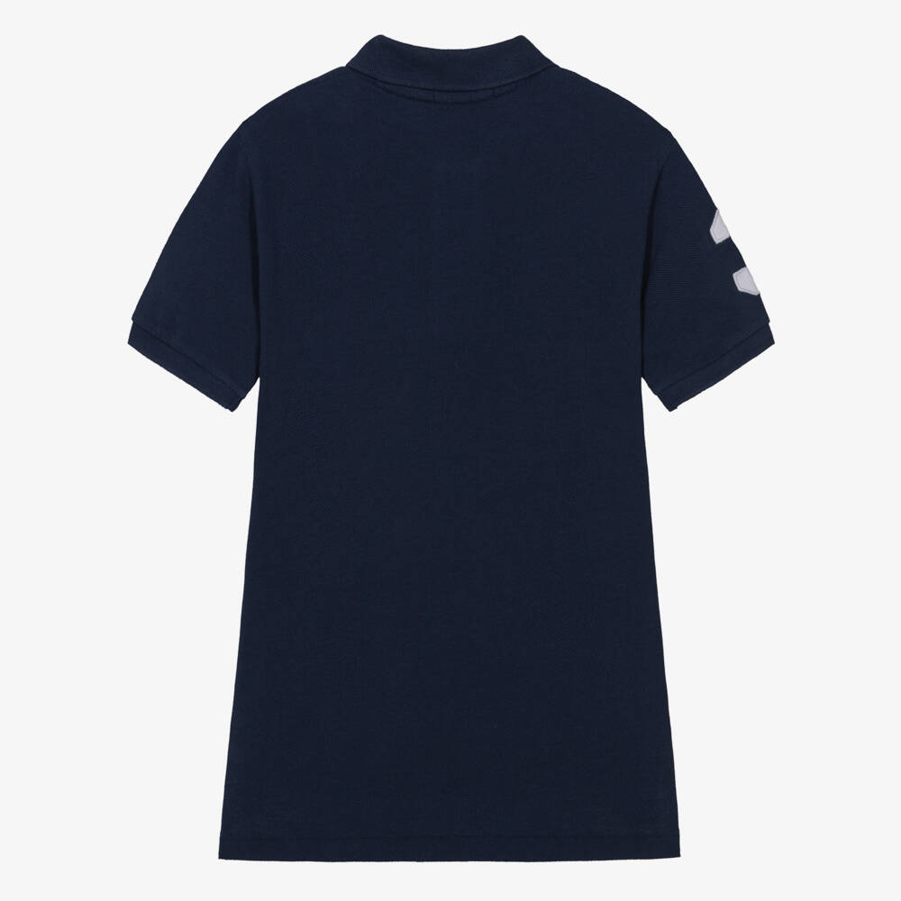 Ralph Lauren-Boys Navy Cotton Piqué Shirt with Triple-Pony Logo | Childrensalon