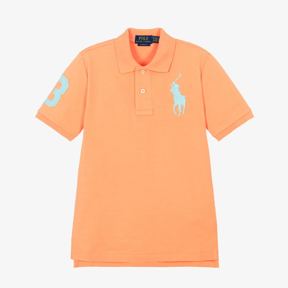 Ralph Lauren-Boys Orange Big Pony Cotton Piqué Polo Shirt | Childrensalon