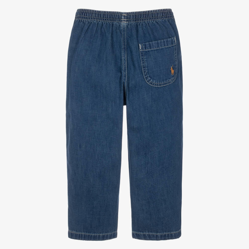 Ralph Lauren-Boys Oversized Blue Denim Trousers | Childrensalon