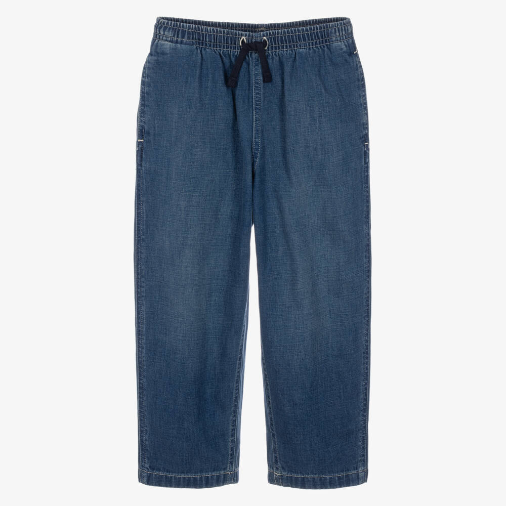 Ralph Lauren-Boys Oversized Blue Denim Trousers | Childrensalon