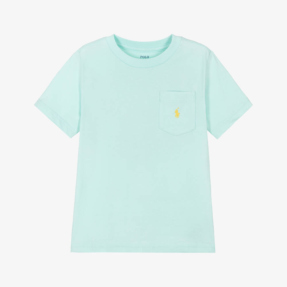Ralph Lauren-تيشيرت بشعار المهر قطن لون تركواز فاتح للأولاد | Childrensalon