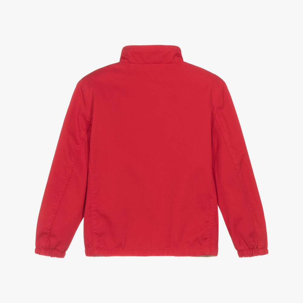 Ralph Lauren-Boys Red & Beige Reversible Twill Jacket | Childrensalon