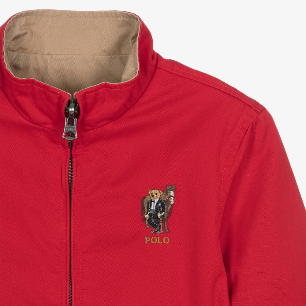 Ralph Lauren-Boys Red & Beige Reversible Twill Jacket | Childrensalon