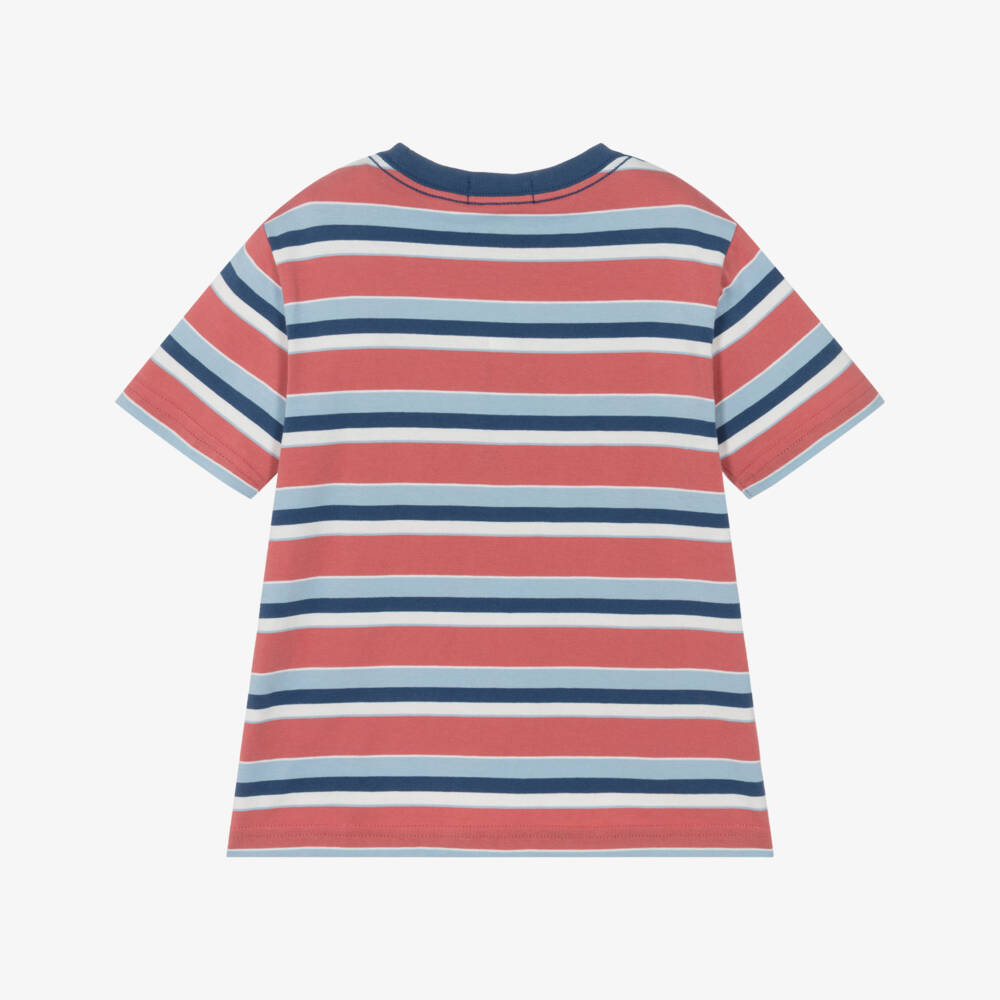 Ralph Lauren-Boys Red & Blue Striped Cotton T-Shirt | Childrensalon