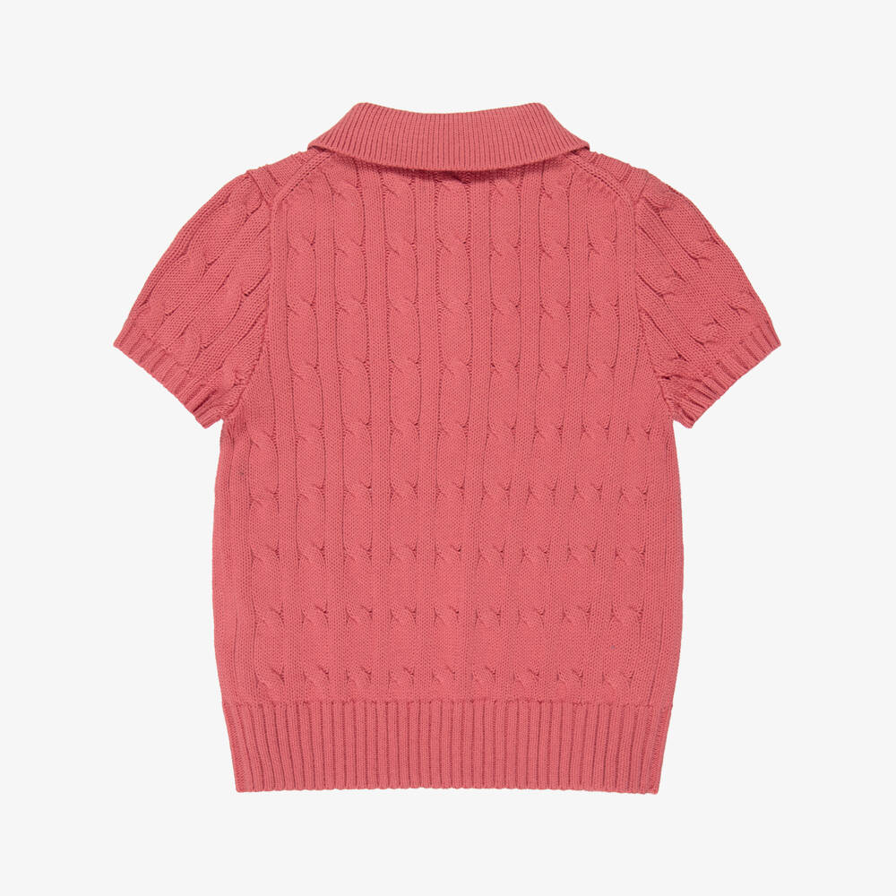 Ralph Lauren-Boys Red Cable Knit Polo Shirt | Childrensalon