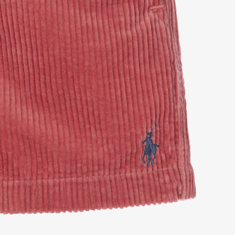 Ralph Lauren-Boys Red Cotton Corduroy Shorts with Pony Logo | Childrensalon