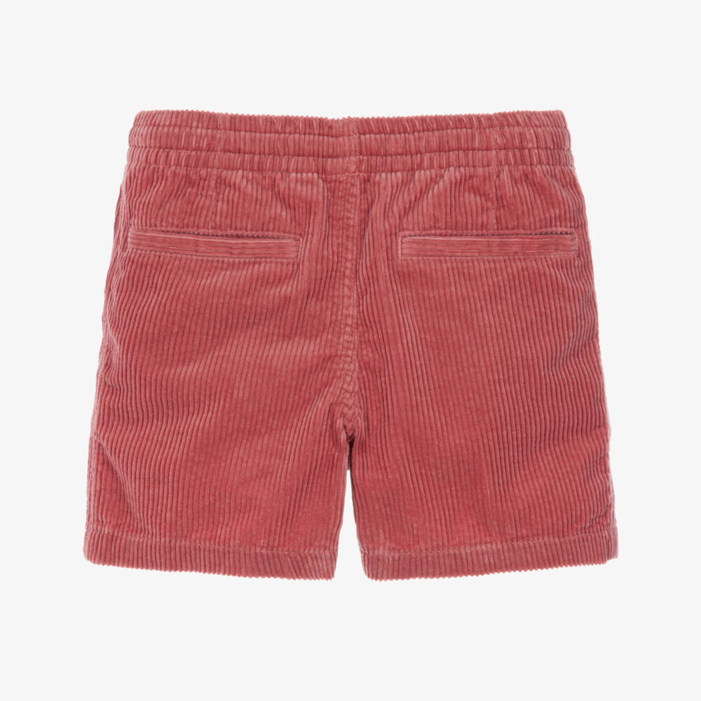 Ralph Lauren-Boys Red Cotton Corduroy Shorts with Pony Logo | Childrensalon