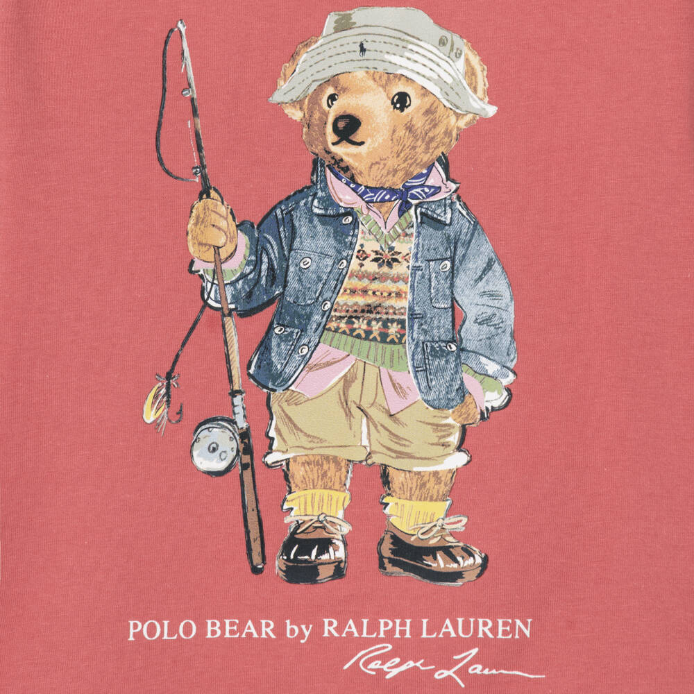 Ralph Lauren-Boys Red Cotton Fishing Polo Bear T-Shirt | Childrensalon