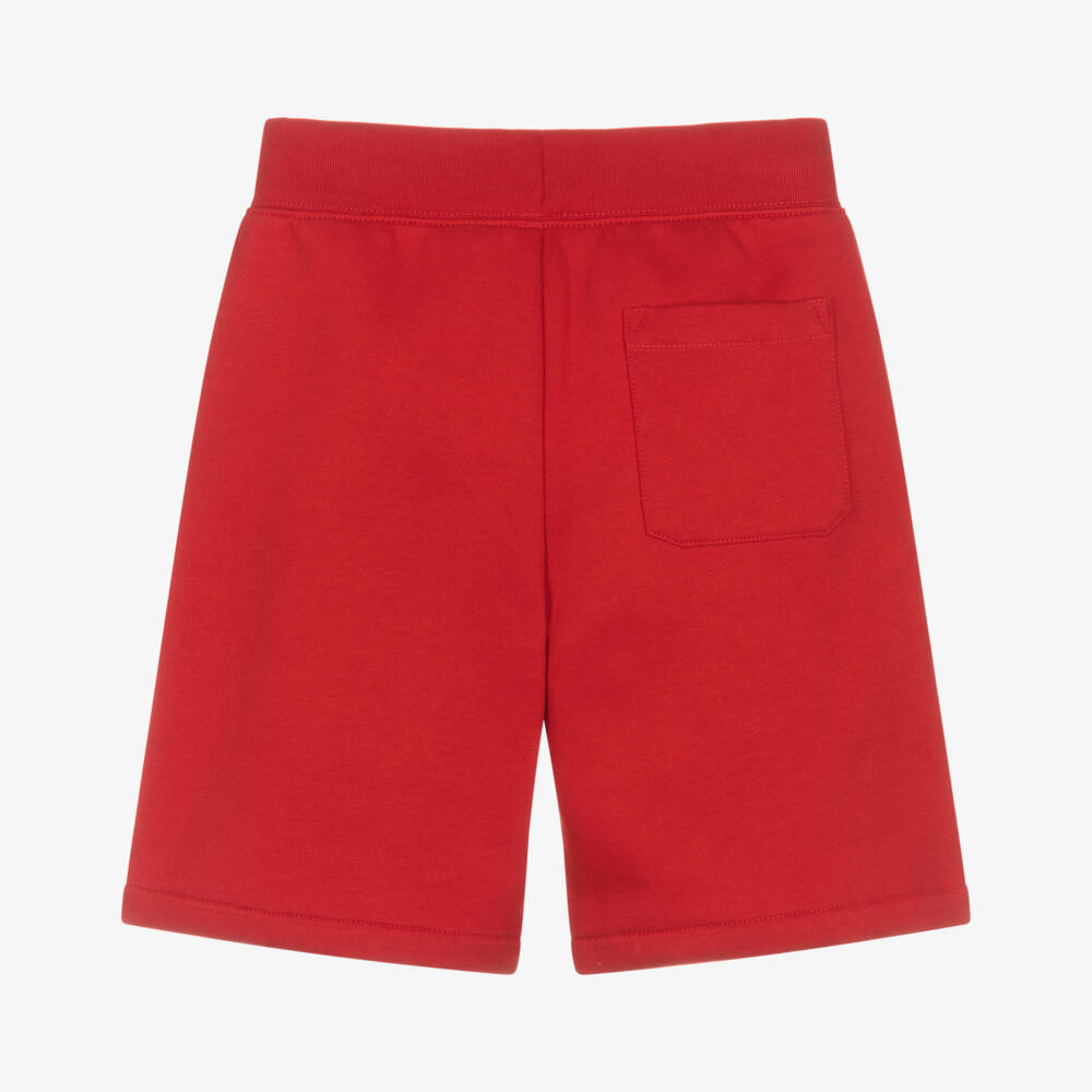 Ralph Lauren-Boys Red Cotton Jersey Bermuda Shorts with Triple Pony Logo | Childrensalon