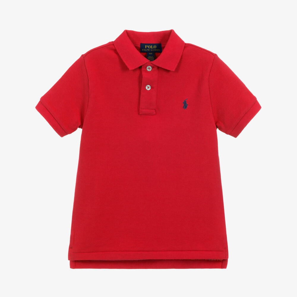 Polo Ralph Lauren-Boys Red Cotton Piqué Polo Shirt | Childrensalon