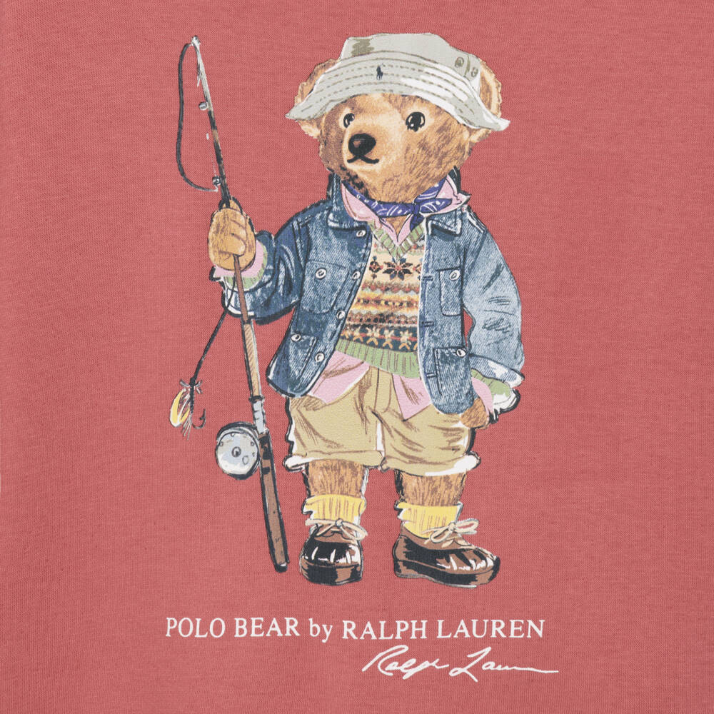 Ralph Lauren-Boys Red Cotton Sweatshirt with Fishing Polo Bear | Childrensalon